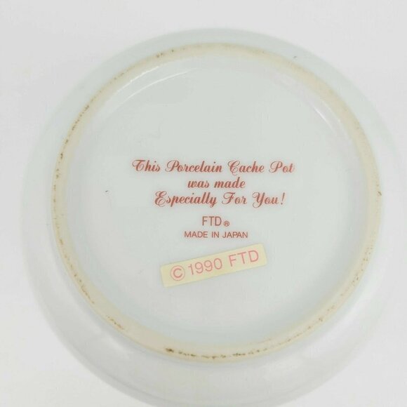 1990 FTD Cache Flower Pot Planter "Made Especially For You" Porcelain Japan 4" - Picture 8 of 8